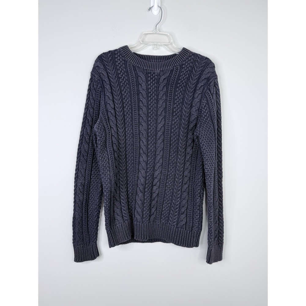 Wallace & Barnes Cable Knit Fisherman Cotton Heavy Sweater Sz. Small Navy